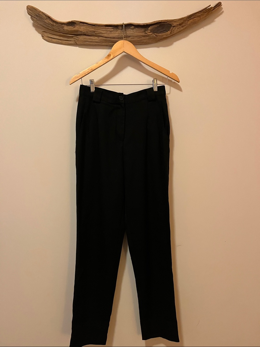 Vintage American Apparel Black High-Waist Tailored Twill Trousers